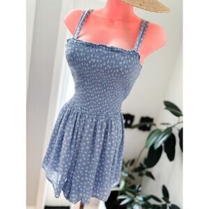 Hollister Meadowsweet Whispers smocked open back flowy floral romper Playsuit